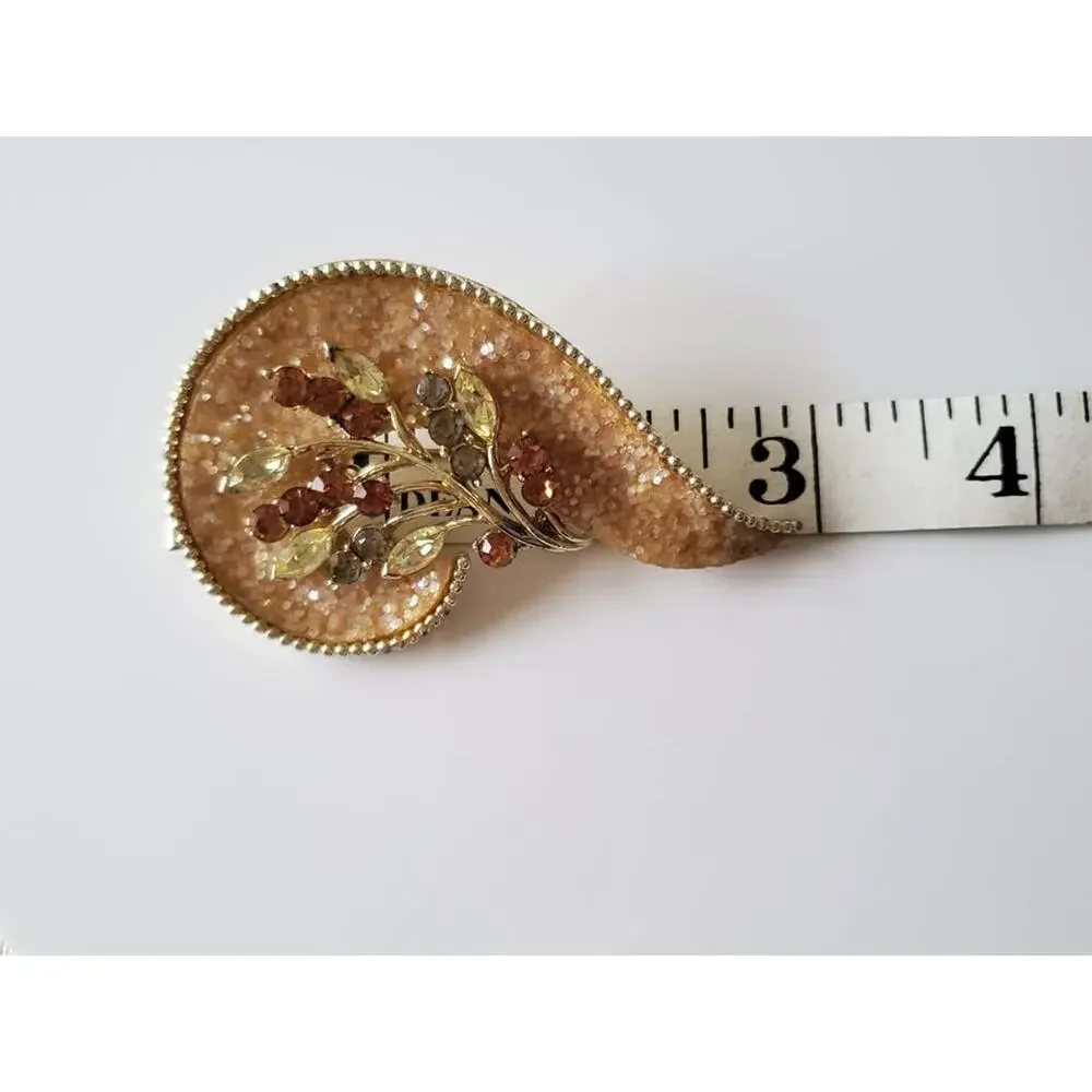 Vintage Glitter Crusted Coro Designer Swirl Brooch